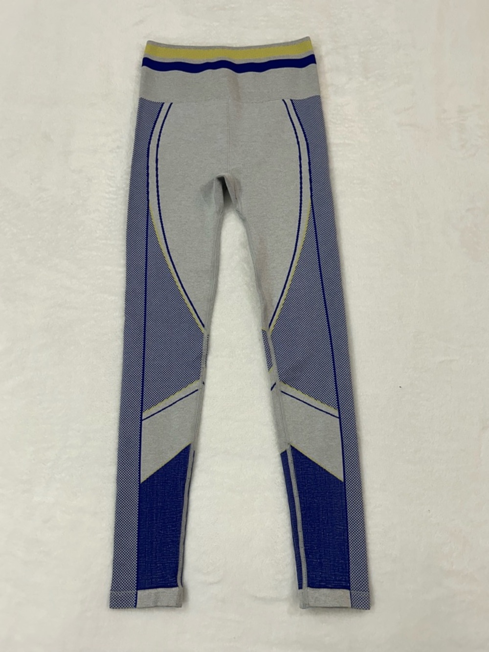 Fabletics Gray & Blue High Waisted Seamless Panel Leggings Yoga Pants Women’s XS